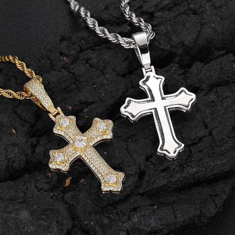 Custom Full Cross Pendant Necklace with Micro-Pave Zircon Stones for Men | Caratix Jewelry - CaratixJewelry